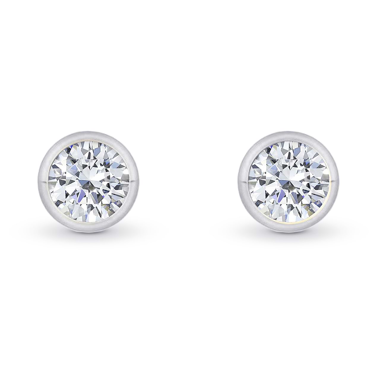GIA, Round Bezelset Diamond Earrings, SKU 27861R (1.00Ct TW)