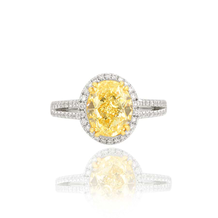 3.04Ct Oval Fancy Light Yellow Diamond Micro Pave Halo Ring, SKU 29692 ...