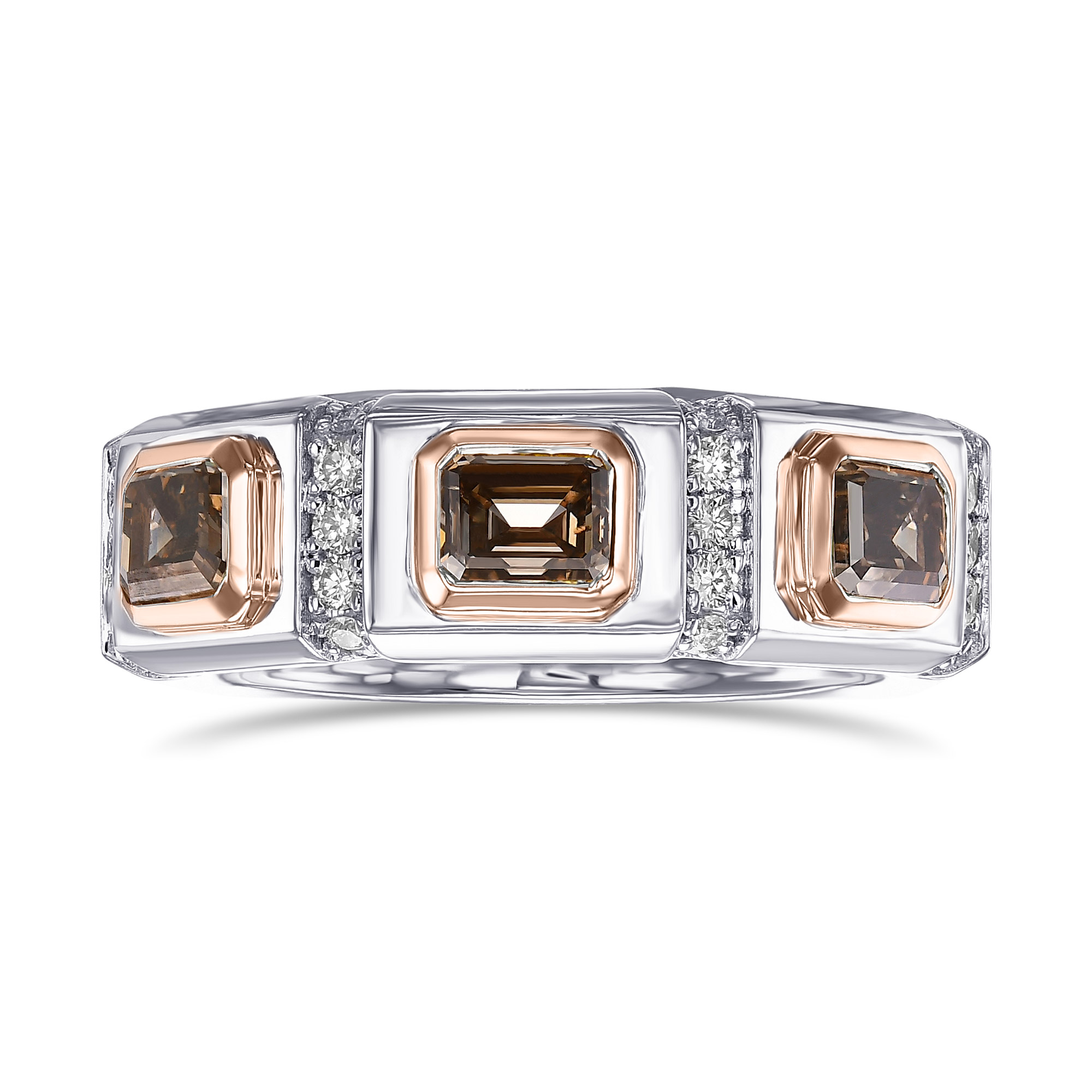 Men's Fancy Brown Three-stone Diamond Ring, SKU 522378 (2.69Ct TW)
