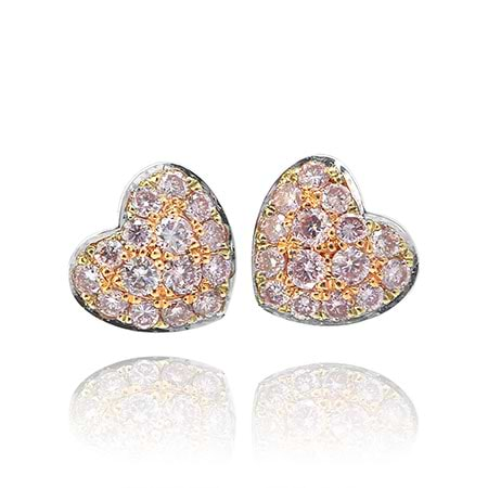 Fancy Light Pink Diamond Pave Heart Earrings Sku 0 21ct Tw