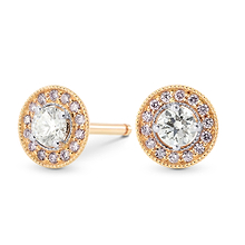 White and Pink Diamond Halo Earstuds (0.35Ct TW)