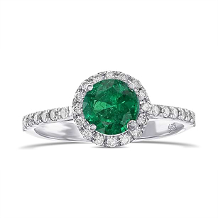 Round Emerald & Yellow Diamond Double Halo Ring, SKU 170561 (1.03Ct TW)
