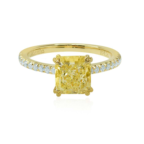  Fancy Intense Yellow Radiant Diamond and Pave Ring, SKU 132031 (2.27Ct TW)