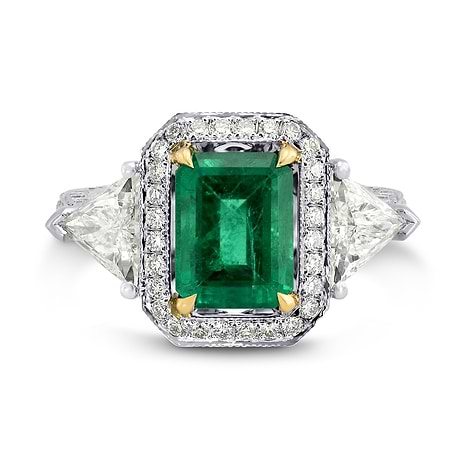 Emerald Gemstone and Diamond Halo Ring, SKU 139907 (4.14Ct TW)