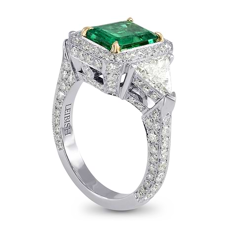 Emerald Gemstone and Diamond Halo Ring, SKU 139907 (4.14Ct TW)