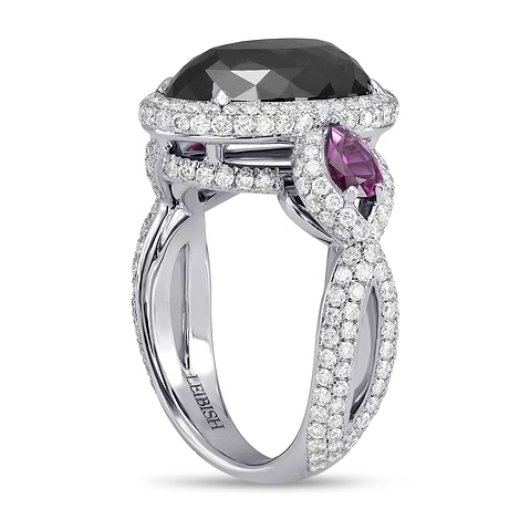 Fancy Black Oval Diamond and Ruby Ring, SKU 150402 (7.41Ct TW)