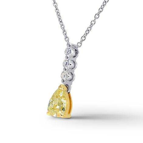 Fancy Yellow Pear Diamond Drop Pendant, SKU 152860 (0.62Ct TW)
