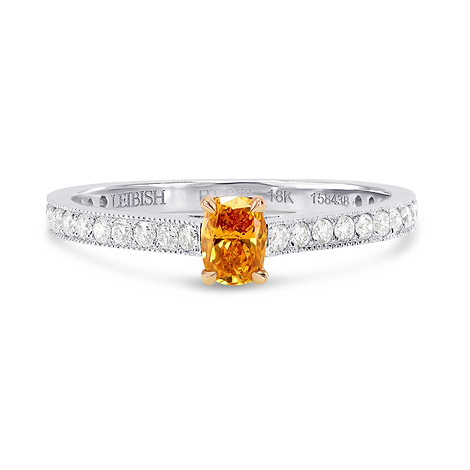 Fancy Vivid Orange Yellow Oval Diamond Ring, SKU 158438 (0.65Ct TW)