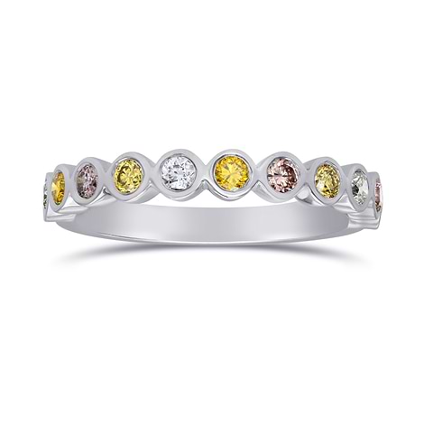 11 Stone Multicolored Diamond Stackable Bezel Band Ring, SKU 166379 (0.4Ct TW)
