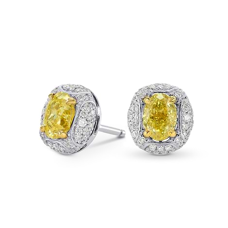 Oval Fancy Intense Yellow Diamond Earrings, SKU 170037 (1.8Ct TW)