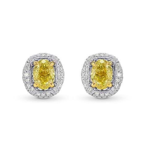 Oval Fancy Intense Yellow Diamond Earrings, SKU 170037 (1.8Ct TW)