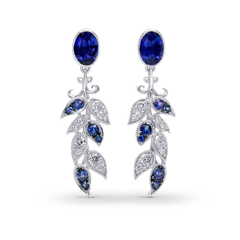 Extraordinary Sapphire & Diamond Drop Earrings, SKU 170587 (2.47Ct TW)