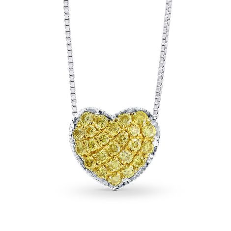 Fancy Intense Yellow Diamond Pave Heart Pendant, SKU 171846 (0.13Ct TW)