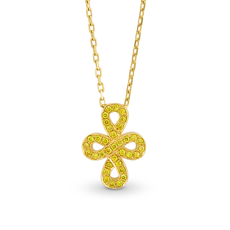 Fancy Vivid Yellow 'Figure of Eight' pave pendant and chain, SKU 17328 (0.14Ct TW)