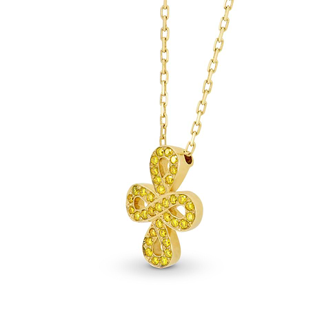Fancy Vivid Yellow 'Figure of Eight' pave pendant and chain, SKU 17328 (0.14Ct TW)