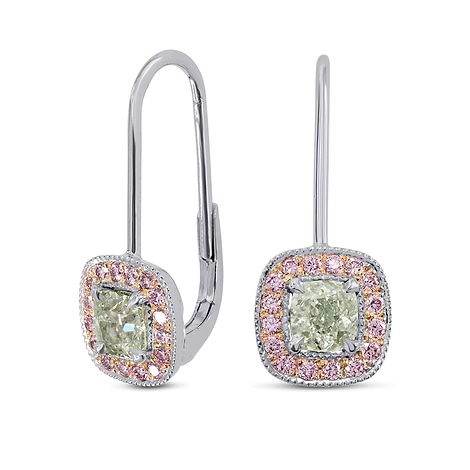 Extraordinary Faint Green and Pink Diamond Earrings, SKU 178219 (1.34Ct TW)