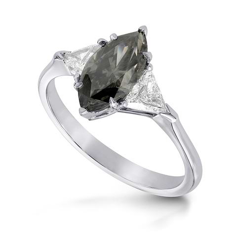 Fancy Dark Gray Marquise & Triangle Diamond Ring, SKU 181442 (2.27Ct TW)