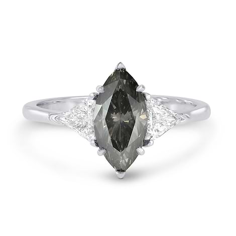 Fancy Dark Gray Marquise & Triangle Diamond Ring, SKU 181442 (2.27Ct TW)