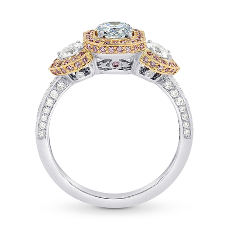 Fancy Light Greenish Blue Radiant & Pink Diamond Ring, SKU 181810 (1.38Ct TW)