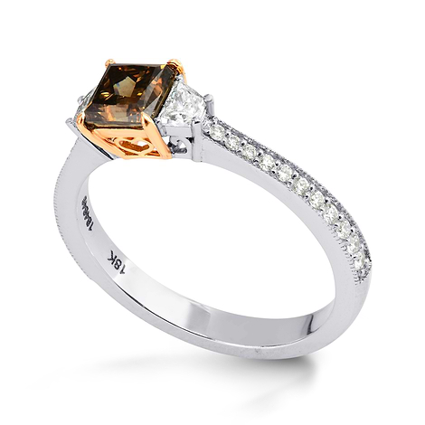 Fancy Dark Orangy Brown Princess Diamond Ring, SKU 184646 (1.55Ct TW)
