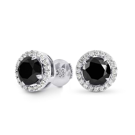 Fancy Black Diamond Halo Earrings, SKU 191865 (3.86Ct TW)