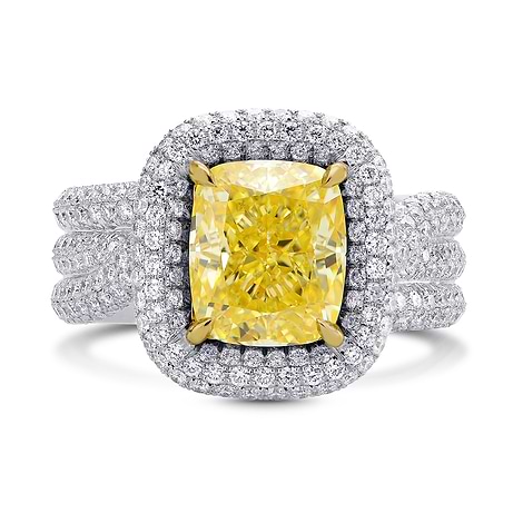 Extraordinary Halo and Multiple Band Fancy Intense Yellow Ring (5.80Ct TW)