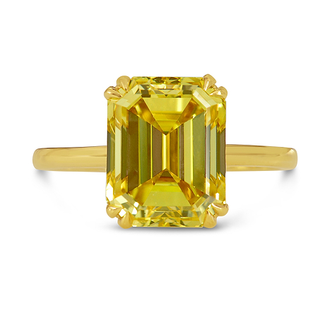 5 Carat Fancy Vivid Yellow Emerald-cut Diamond Ring, SKU 192150 (5.01Ct TW)