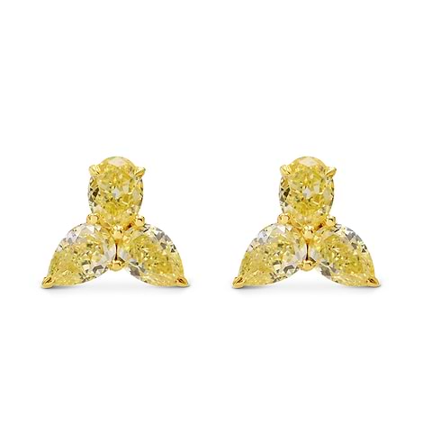  Fancy Yellow Oval & Pear Diamond Earrings, SKU 195528 (1.26Ct TW)