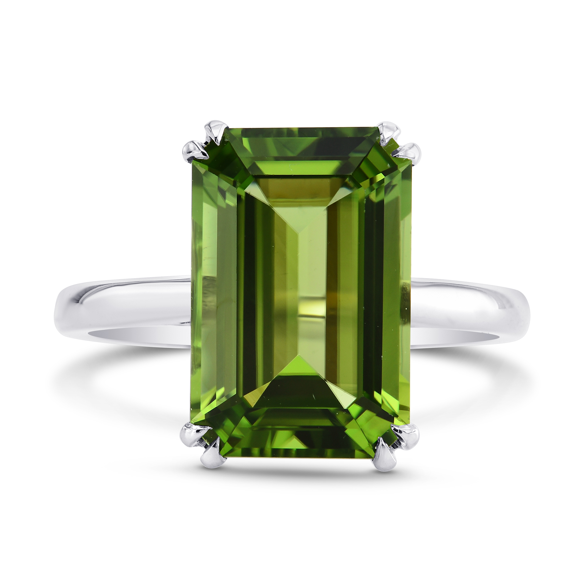 5.67cts Green Tourmaline Emerald shape Solitaire Ring, SKU 196641 (5.67Ct TW)