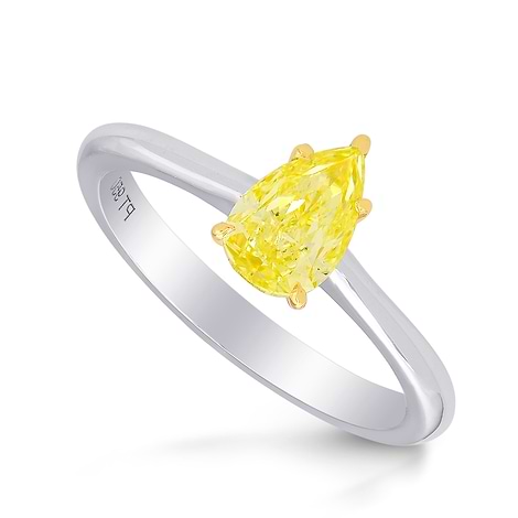 Fancy Light Yellow Pear Diamond Solitaire Ring, SKU 197369 (0.74Ct TW)