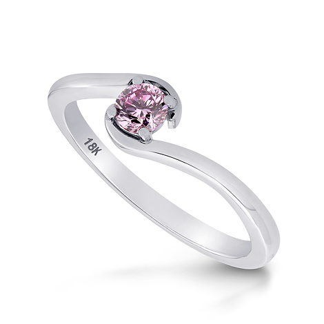 Fancy Intense Purplish Pink Round Diamond Solitaire Ring, SKU 199801 (0.18Ct TW)