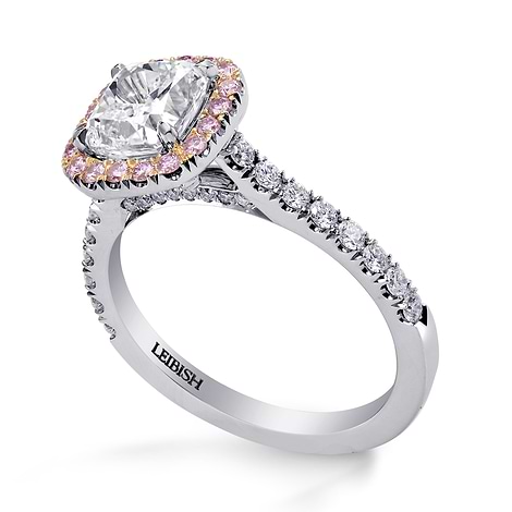 Colorless Cushion and Fancy Intense Pink Diamond Halo Ring, SKU 215441 (2.05Ct TW)