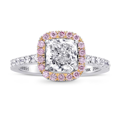 Colorless Cushion and Fancy Intense Pink Diamond Halo Ring, SKU 215441 (2.05Ct TW)