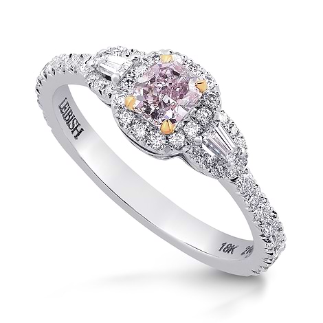  Fancy Purple Pink Radiant & Taper Halo Ring, SKU 216186 (0.65Ct TW)