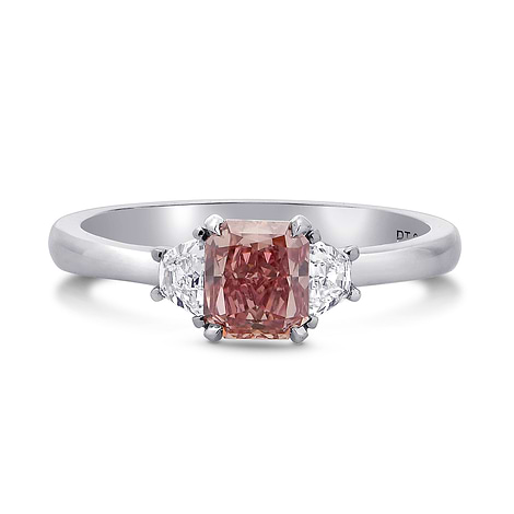 Fancy Intense Pink Radiant & Trapezoid Diamond 3 Stone Ring, SKU 217334 (0.92Ct TW)