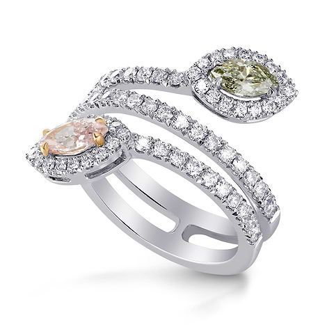 Pink & Chameleon Marquise Diamond Halo Ring (1.28Ct TW)