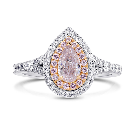 Very Light Pink Pear Diamond Double Halo Ring, SKU 220028 (1.04Ct TW)