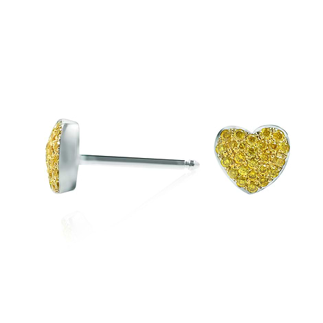 Fancy Intense Yellow Diamond Pave Heart Earrings, SKU 220181 (0.12Ct TW)