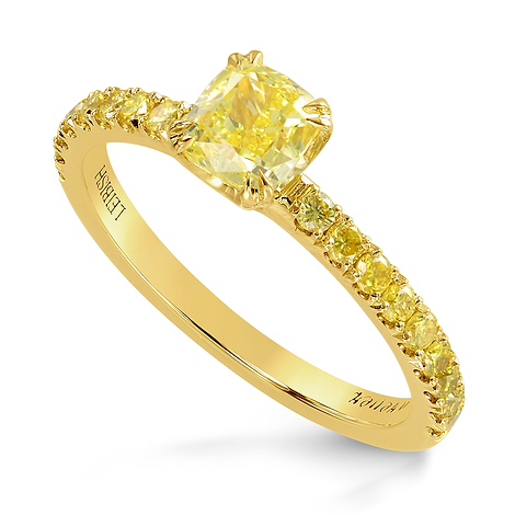 Fancy Intense Yellow Cushion Diamond Ring, SKU 220790 (1.01Ct TW)