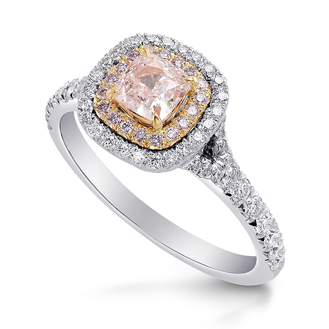 Light Pink Cushion Diamond Double Halo Ring, SKU 222566 (1.27Ct TW)