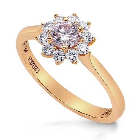  Fancy Light Purplish Pink Round Brillant Floral Halo Ring, SKU 223924 (0.58Ct TW)