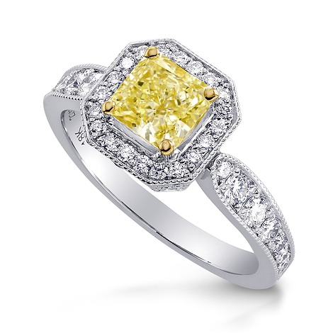Fancy Yellow, Internally Flawless Radiant Diamond Halo Ring, SKU 224293 (1.98Ct TW)