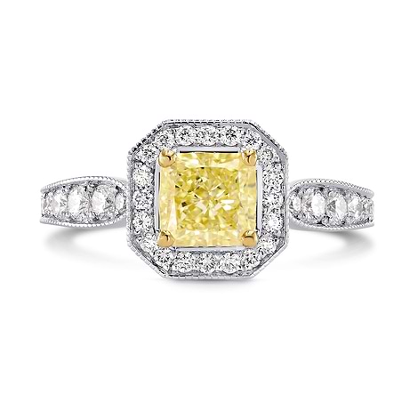 Fancy Yellow, Internally Flawless Radiant Diamond Halo Ring, SKU 224293 (1.98Ct TW)