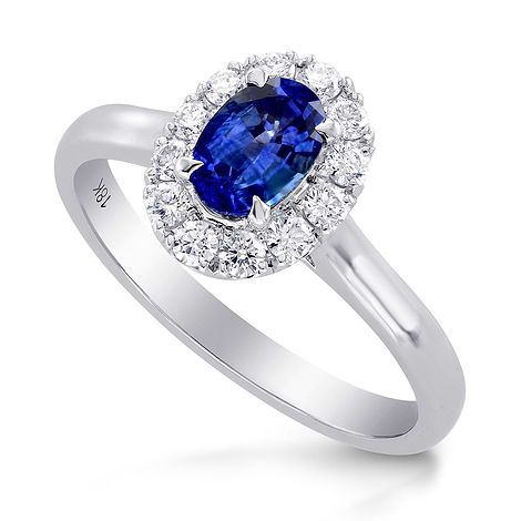 Oval Sapphire and Diamond Halo Ring, SKU 224830 (0.85Ct TW)