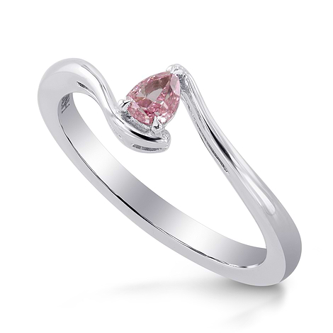  Fancy Intense Purplish Pink Pear Diamond Solitaire Ring, SKU 225038 (0.13Ct TW)