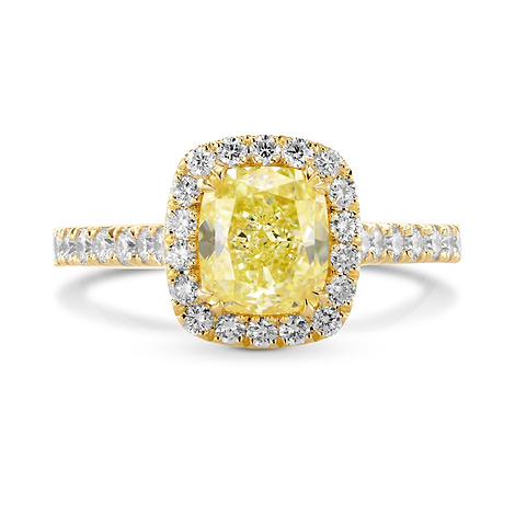 Fancy Light Yellow Cushion Diamond Halo Ring, SKU 227984 (1.98Ct TW)