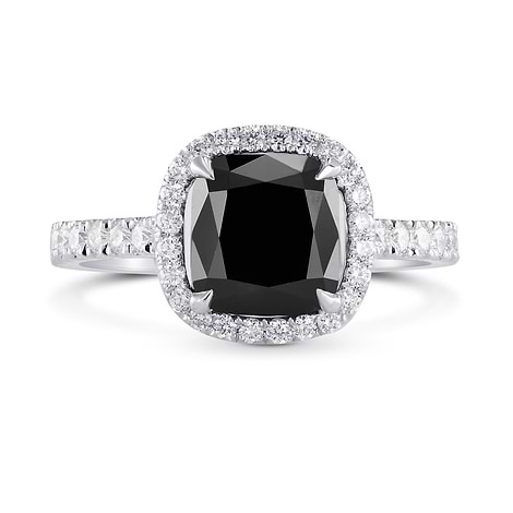 Fancy Black Cushion Diamond Halo Ring, SKU 228930 (2.87Ct TW)