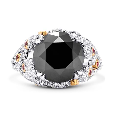 Extraordinary Fancy Black Round Diamond Designer Ring (8.05Ct TW)