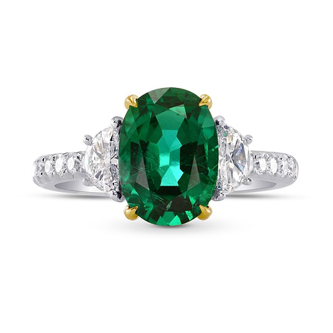 Oval Emerald & Half-moon Diamond Ring, SKU 229140 (2.82Ct TW)