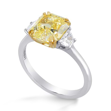 Fancy Yellow Radiant Diamond 3 Stone Ring, SKU 229280 (2.43Ct TW)